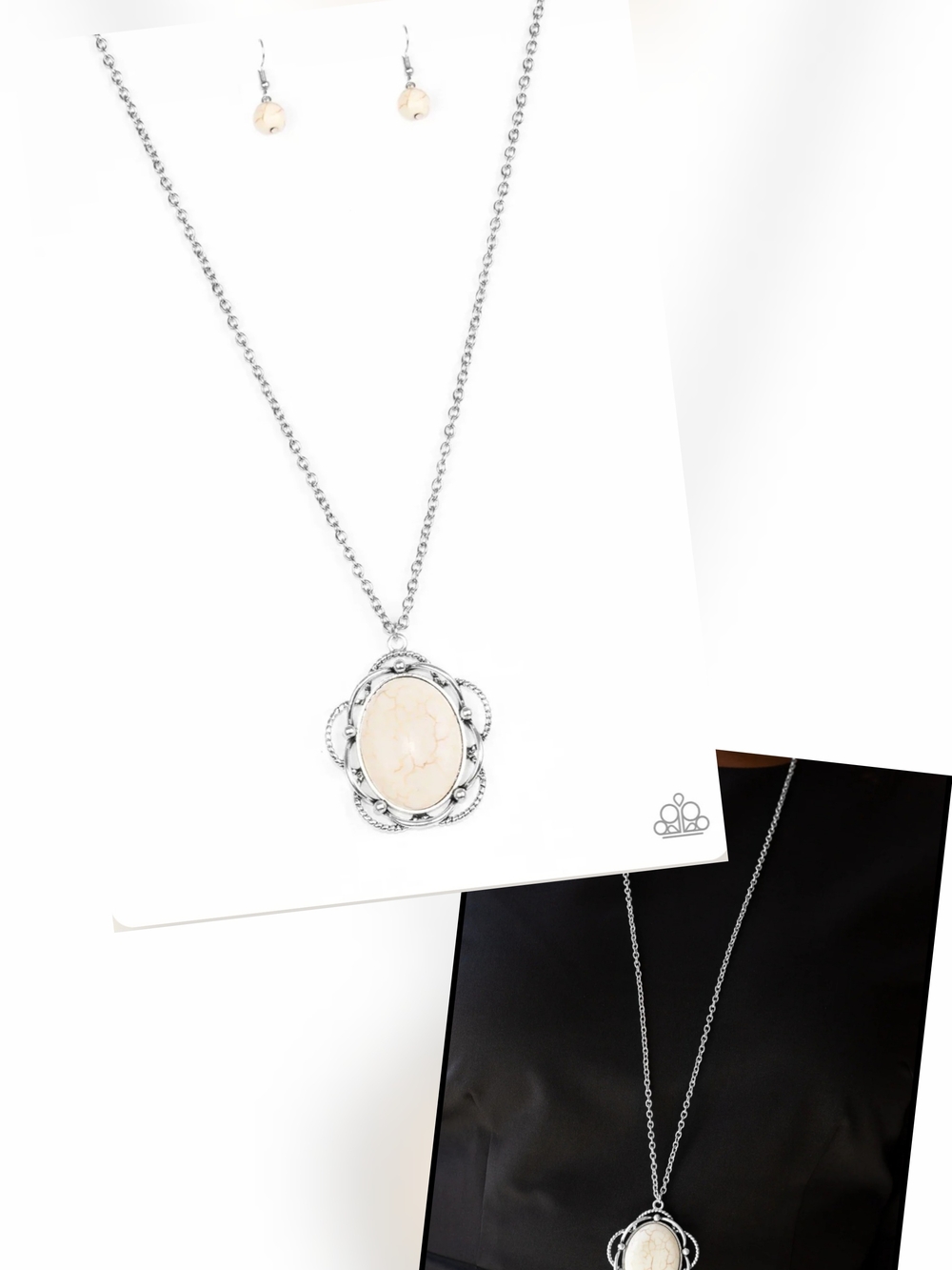 LET YOUR DREAMS BLOOM WHITE NECKLACE/EARRING SET